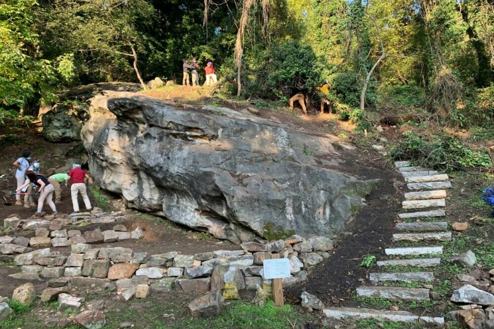 progress on clearing the trail and boulder platforms