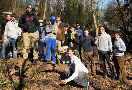 MLK day McCallie Students with Intern, after working on a hard project together