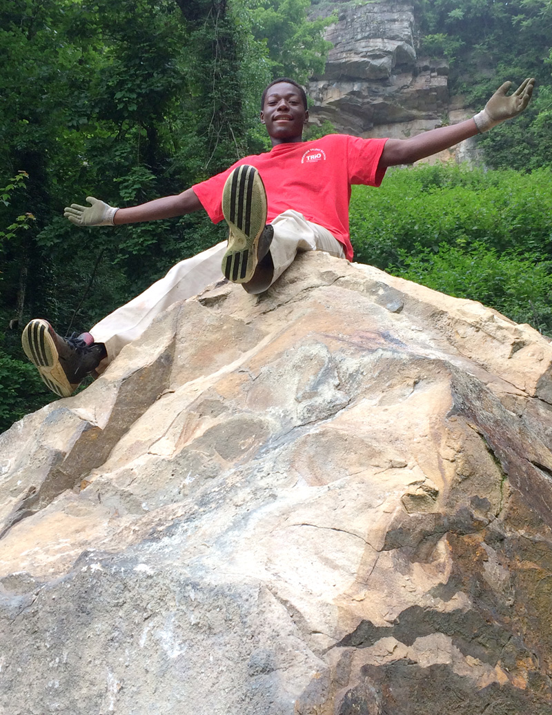 boy on boulder